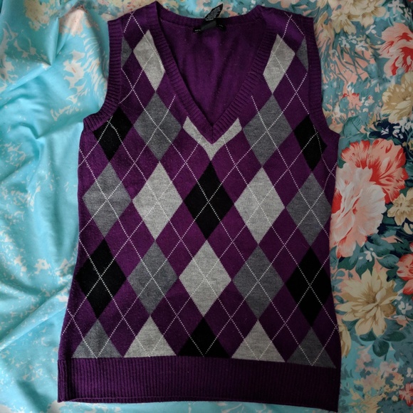 Purple Argyle Sweater Vest Nyco 